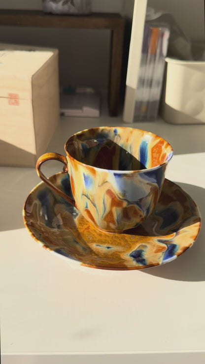 Arita Ware “Kirameki” Coffee Cup & Saucer by Kusuo Baba